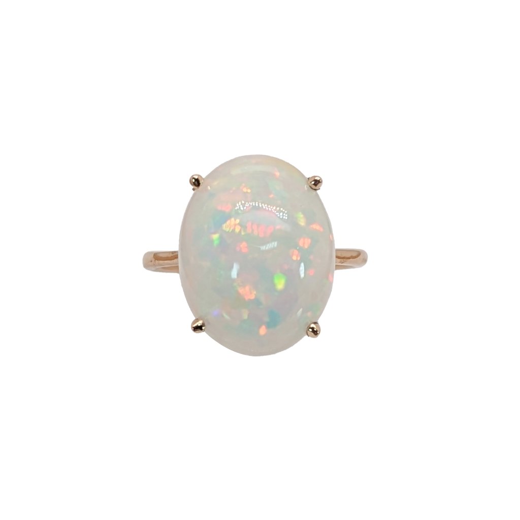 6.2cts Ethiopian Opal Ring In Solid 14k Gold | Solitaire Ring